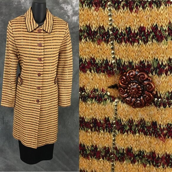 BEAUTIFUL St John Couture jacket knit red yellow green multi topper blazer 8
